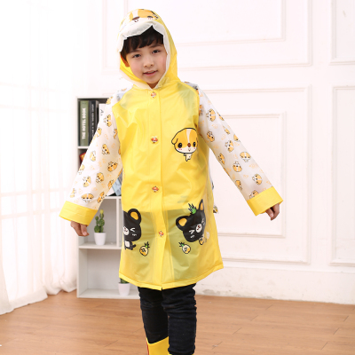 Huayi inflcartoon atable men and women children's raincoats with schoolbags in Korean version with extra thick raincoat manufacturers wholesale