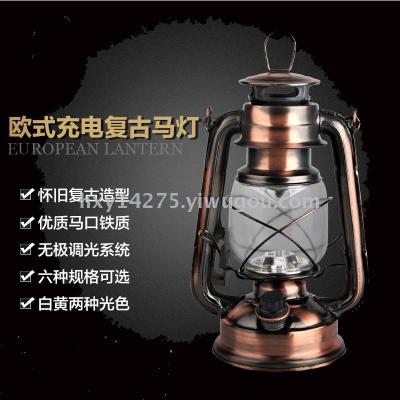 Retro outdoor lighting rechargeable portable LED emergency camping tent decorated with kerosene camping horse lamps