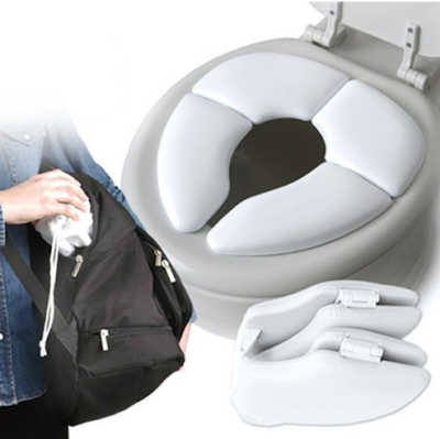 Children fold toilet seat covers and travel with children's toilets.
