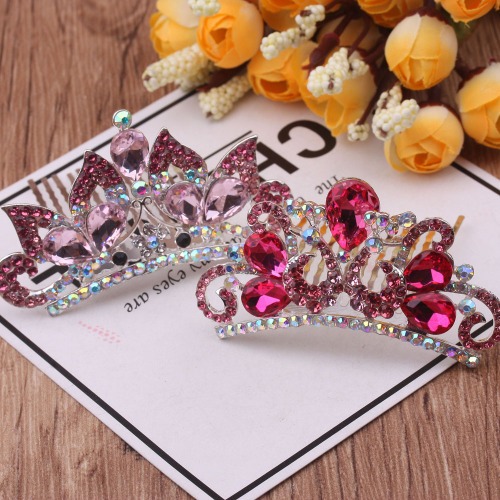 Shiny Children‘s Rhinestone Crown/Princess Updo Crown Hair Comb Little Girl Performance Hairpin Girl Rhinestone Headband