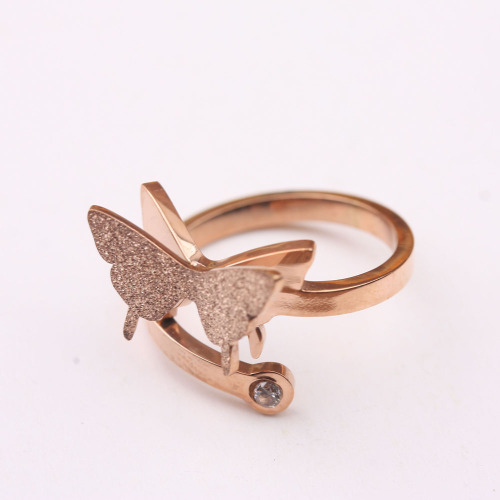 10 Yuan Store Boutique Supply Rose Gold Titanium Steel Ring Korean Fashion Diamond Men‘s and Women‘s Titanium Steel Ring Tail Ring