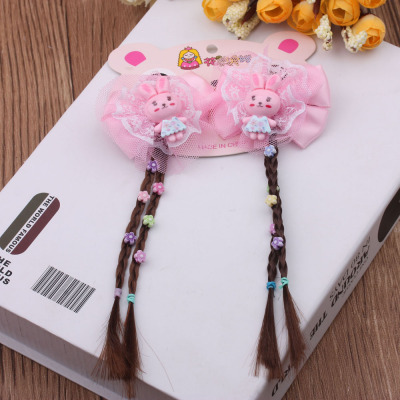 5 Yuan Store Supply Children Wig Headdress Bow Princess Barrettes Little Girl's Hair Pin Clip