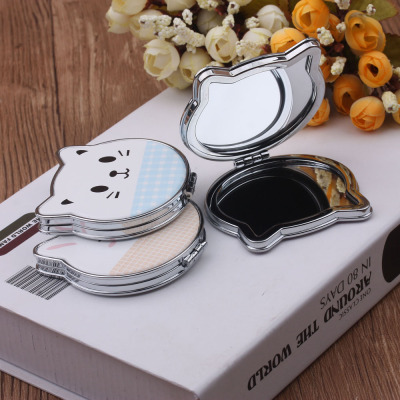 10 Yuan Store Boutique Supply Portable Mini Small Mirror Clear Folding Cat Head Double Mirror Hairdressing Mirror