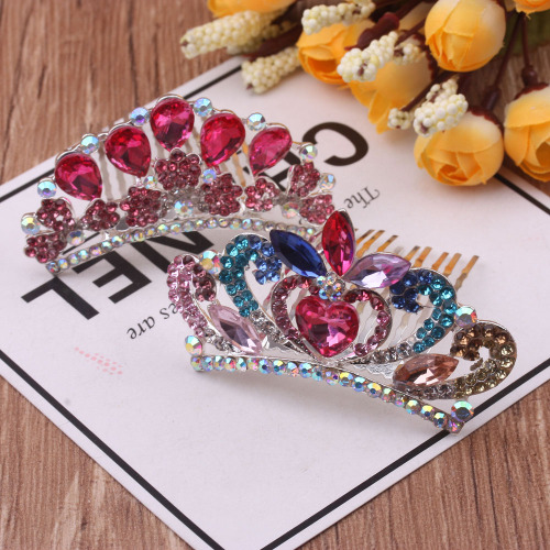 Shiny Children‘s Rhinestone Crown/Princess Updo Crown Hair Comb Little Girl Performance Hairpin Girl Rhinestone Headband