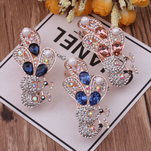 10 yuan store jewelry supply rhinestone big bow hairpin hairpin large spring clip clip headdress flower headdress