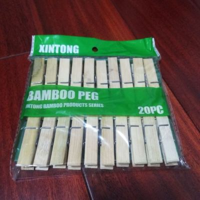 20pcs clamps packed in fashionable bags with bamboo clips