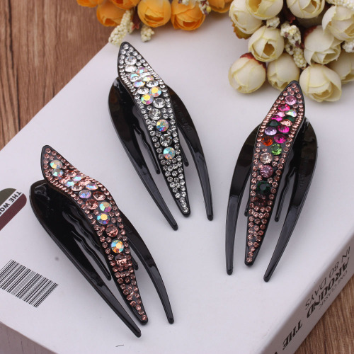 10 Yuan Jewelry Supply Hair Accessories Large Headdress Horn Duckbill Clip Hairpin Rhinestone Horizontal Clip Dovetail Clip Korean Style Clip