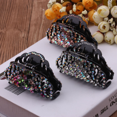 10 Yuan Boutique Supply Korean Style Minimal Plate Hair Claw Large Rhinestone Hair Accessories Personality Simple Head Ornament Grip