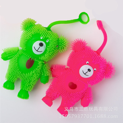 Manufacturers direct flash big bear hair ball shining toys children give vent to the ball elastic wool ball