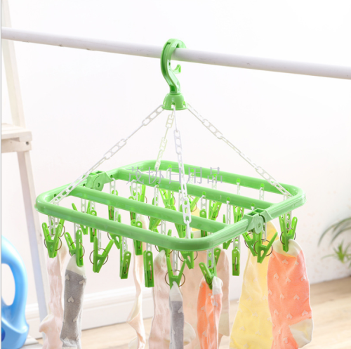 multifunctional clothes hanger underwear panties sock plastic rack square with clip clothes for babies hook shelf