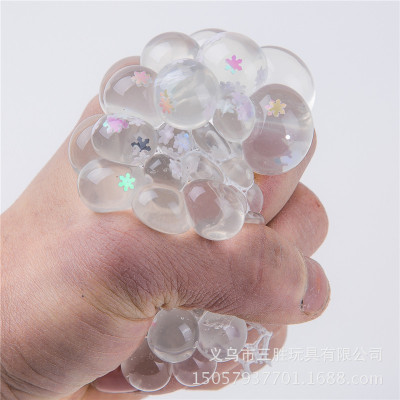 Small 4.0 new transparent 7-color bright piece of grape ball vent toys make people cringe crystal grape ball