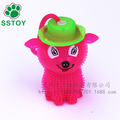 Three-win toy TPR environment-friendly rubber toy lightening animal whistling dog woollen ball whistling sound