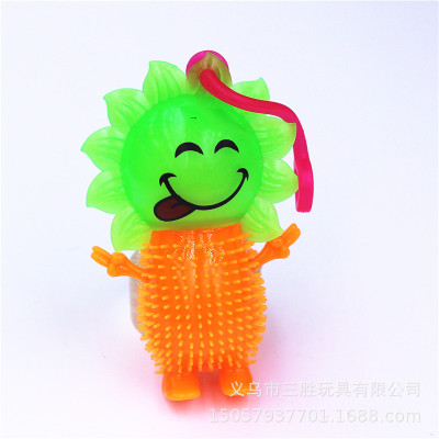 Foreign trade hot-selling sun doll whistling ball wool ball TPR flash wool ball shining children's toys elastic ball