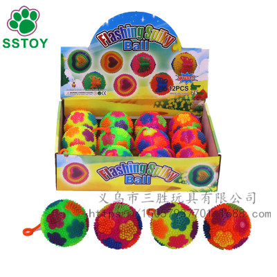 New luminescent patch flower ball elastic massage ball luminous football with whistling ball cross-border wholesale