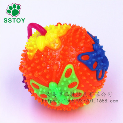 Large luminous whistle handle butterfly calls the ball seven color bounce ball children light toys wholesale