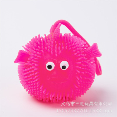 Sansheng toys foreign trade new clown fish shining hair ball TPR flash toys fur fish toys wholesale
