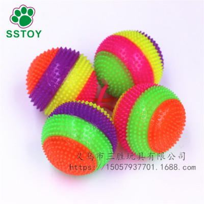 Sansheng toys four-color Mosaic color rainbow ball whistling sound luminous ball flashing ball manufacturers of goods