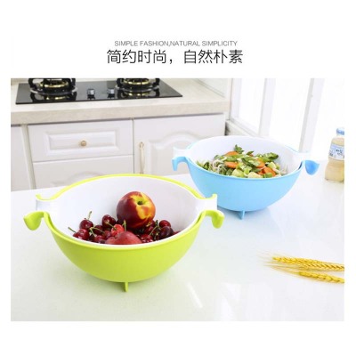 Rotary bituminous basket creative household two-layer fruit basket kitchen washing vegetable basket plastic fruit bowl