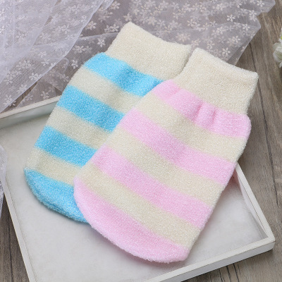 Two - color striped bath gloves bath towel thickened bath towel sauna gloves double - sided manufacturers wholesale