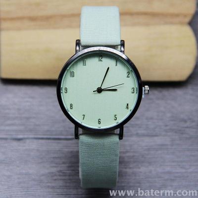 Korean version fashionable new style small fresh simple black shell 1-12 digital leather belt ladies watch student watch