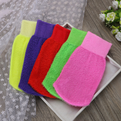 Home bath 'refers to the Korean version of creative polyester rubbing gloves, double - sided bath gloves manufacturer direct sales