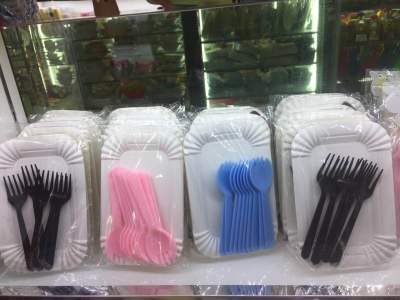 Disposable Cake Plate Knife, Fork and Spoon Suit