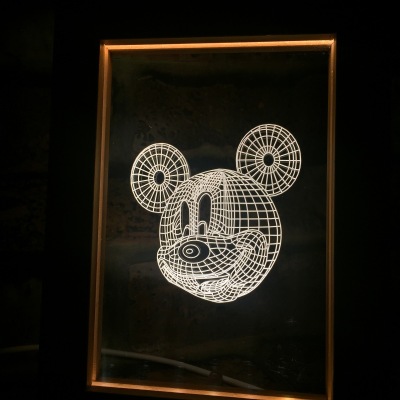 Creative led photo frame small night lamp solid wood usb interface new unique atmosphere lamp photo frame lamp mickey