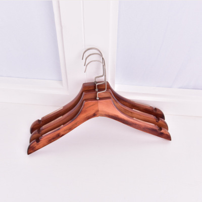 Upscale Retro Solid Wood Hanger Men's and Women's Clothing Non-Slip Wooden Hanger Clothes Hanger Logo Can Be Customized Wholesale
