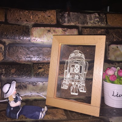 Creative led solid wood photo frame small night lamp 3D stereoscopic vision lamp new unique atmosphere lamp Star Wars