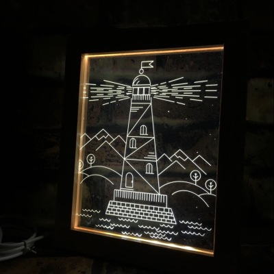 Creative hardwood led photo frame small night lamp 3D stereoscopic lamp new unique atmosphere lamp photo frame lamp