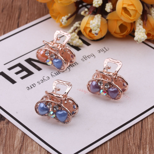 10 yuan store ornament supply clip small rhinestone pearl korean metal clip hair claw hairpin simple head clip