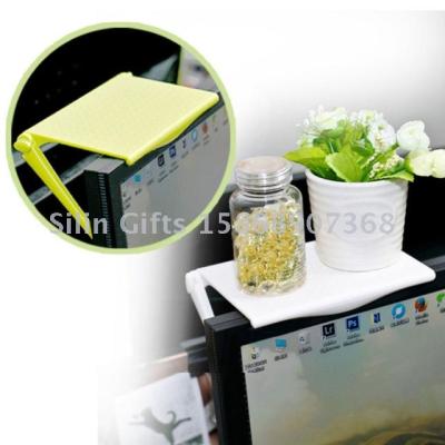 Multifunction Computer Screen Storage Rack Office Desktop Shelf Plastic Fold Storage Holder Organizer