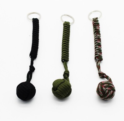 Outdoor knitting keyball outdoor body protection tool steel ball key ring female emergency body protection ball