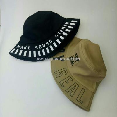 New style Korean letters embroidered character fisherman's hat casual white men and women's fashion basin sunshade block hats