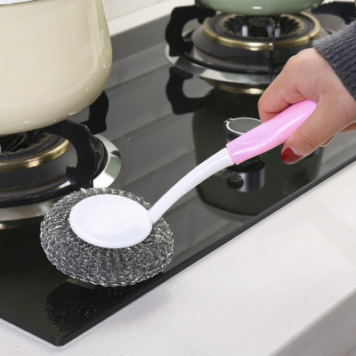 Kitchen can be pendant cleaning brush creative long - handle steel ball brush oil - oil washing pan scrubbing dish brush