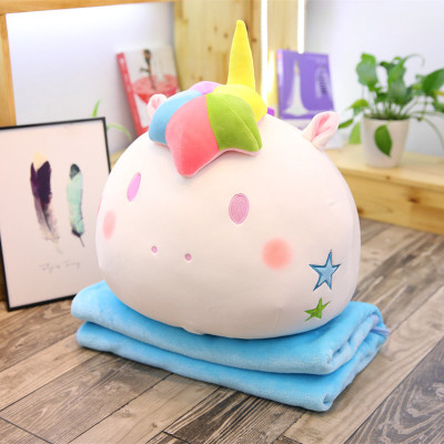 The express unicorn pillow air conditioning blanket plush toys summer nap air conditioning blanket design to sample custom logo