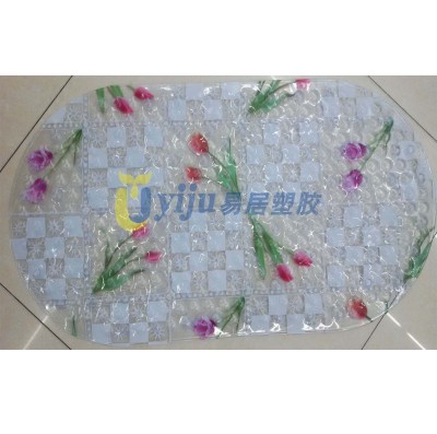 New PVC mercifully color printing rose floor mat bathroom anti - skid pad environmental belt suction disc anti - skid pad