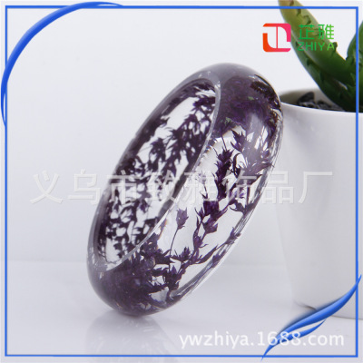 Yiwu Factory Crystal AB Glue Bracelet Handmade Dried Flower Bracelet Creative Chrysanthemum Coronarium Dried Flower Jewelry Custom Wholesale