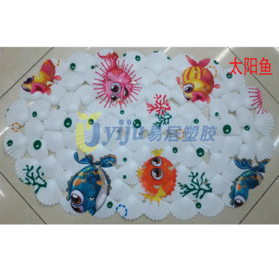 Sun fish shell color printing bathroom anti-skid pad PVC door mat toilet mat lovely shower room foot pad