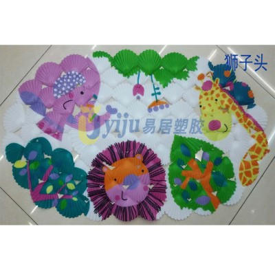 Lion head shell color printing bathroom anti-skid pad PVC bath mat toilet mat lovely shower room floor mat