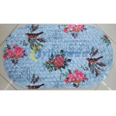 New PVC mercifully color printing bird language floral as bathroom anti - skid pad with suction plate anti - skid pad can be mixed approval