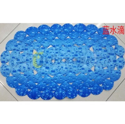 Blue water drop shell color printing bathroom anti-skid pad PVC door mat toilet anti-skid pad shower room foot pad