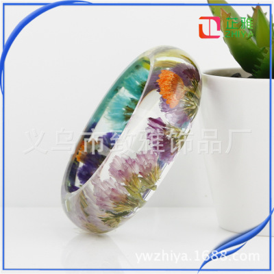 Yiwu Factory Crystal Glue Bracelet Dried Flower Bracelet Myosotis Sylvatica Real Flower Hand Jewelry Accessories Custom Wholesale