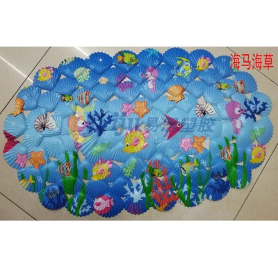 Seahorse seaweed shell color printing bathroom anti - skid PVC mat toilet mat, lovely small room foot pad