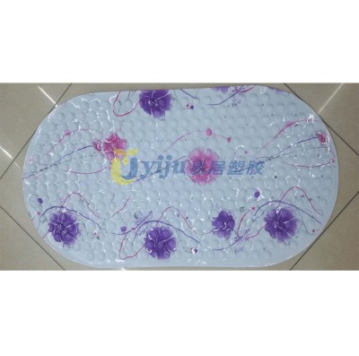 New PVC mercifully color printing purple rose floor mat bathroom anti - skid pad with suction disc anti - skid pad can be mixed batch