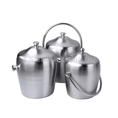 Stainless Steel Double-Layer Ice Bucket Ice Bucket Portable Ice Bucket Binaural Ice Bucket Ice Bucket