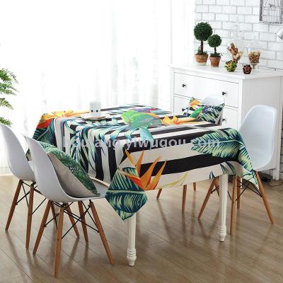 Manufacturers directly thicken cotton and linen waterproof tablecloth home customized printing
