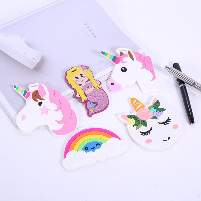 Cartoon PVC luggage tag silicon luggage tag travel card silica gel boarding card mermaid rainbow luggage bag accessories