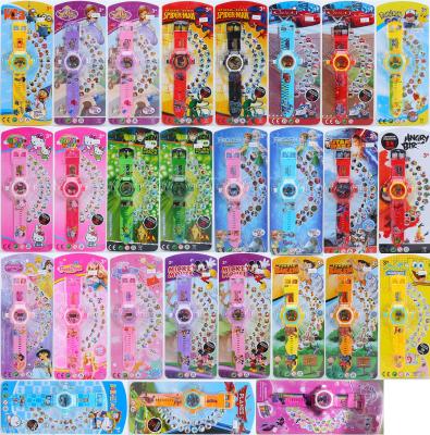 Children's cartoon 24 - head projection table suction card packaging watch