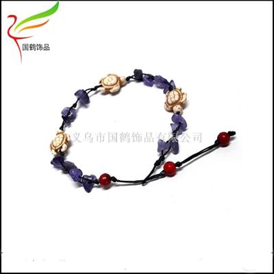 Small natural stone tortoise knitted Bracelet